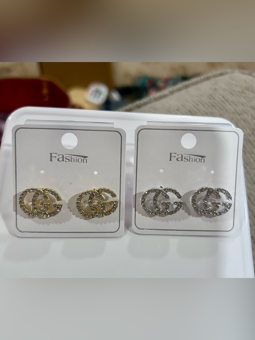 Crystal Stud Earrings - Gold and Silver Toned, Fashion Jewelry